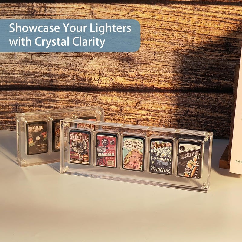 WEIMINLI Clear Acrylic Lighter Display Case, Holds 5 Lighters, Ideal Men's Gift for Dad, Husband & Collectors - Image 3